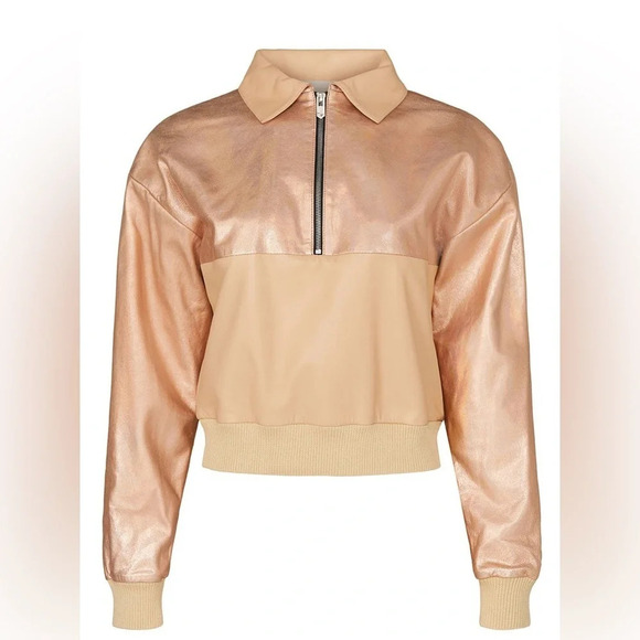 THE MIGHTY COMPANY METALLIC GOLD KINGS PULLOVER- XL LAMB LEATHER MSRP $695 - Picture 2 of 11